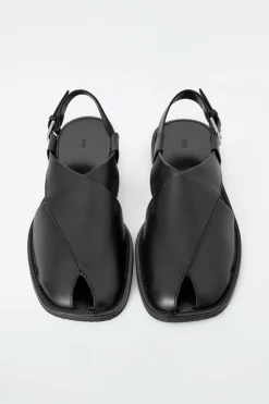 SLINGBACK-SANDALEN AUS LEDER MIT KREUZRIEMEN