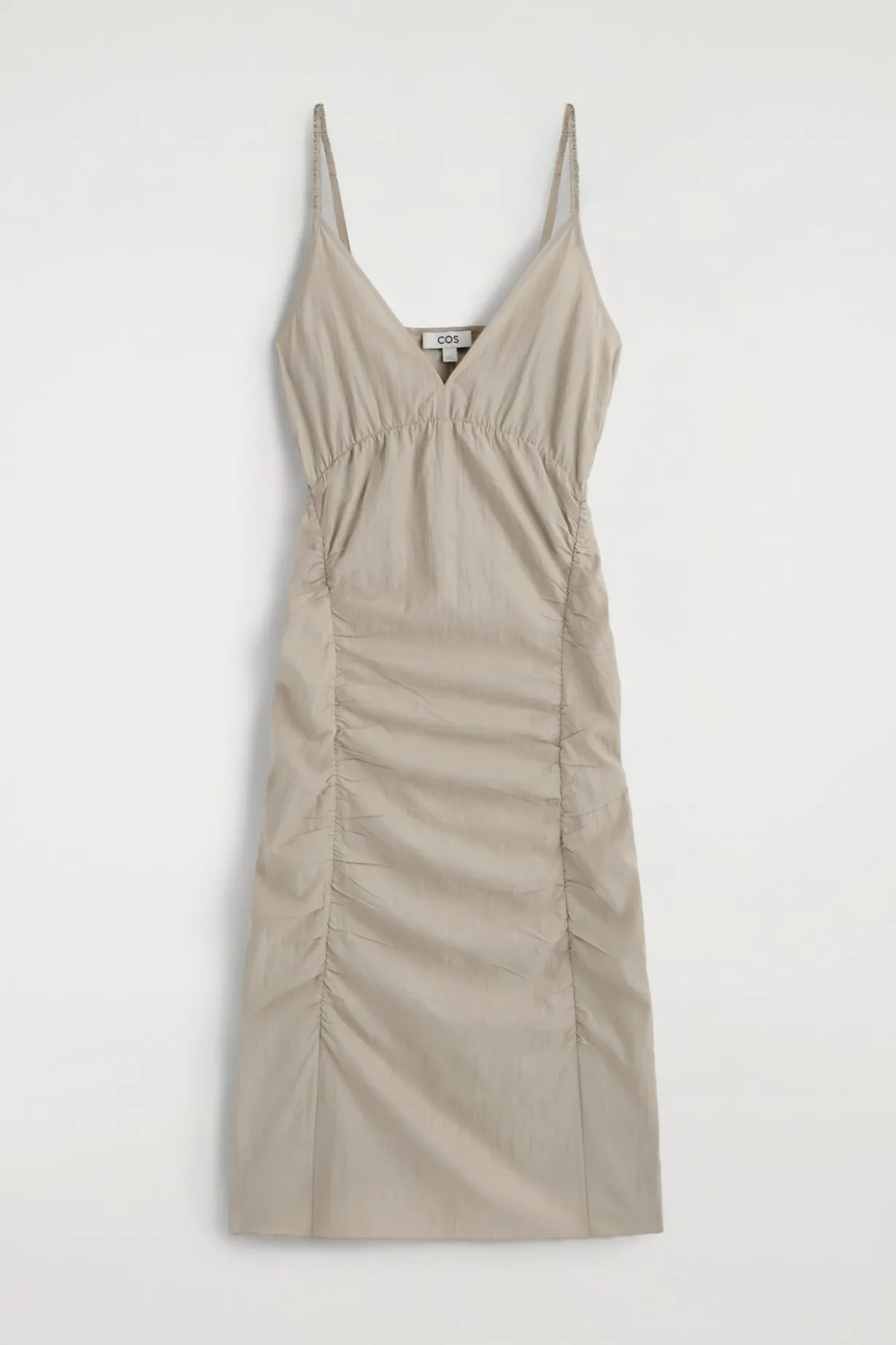 SLIPDRESS AUS SEIDEN-NYLON-MIX MIT RAFFUNGEN