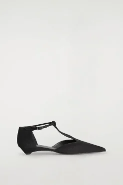 SPITZE KITTEN-HEELS AUS VELOURSLEDER MIT T-RIEMEN