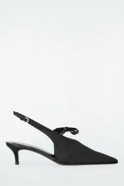 SPITZE SATIN-SLINGBACK-PUMPS MIT SCHLEIFENDETAIL
