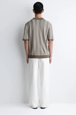STRICK-POLOSHIRT MIT DIFFUSEN STREIFEN