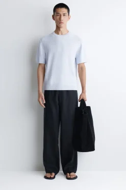 STRICK-T-SHIRT AUS LEINEN-BAUMWOLL-MIX