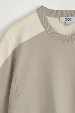 STRICK-T-SHIRT MIT MESH-EINSÄTZEN