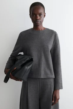 SWEATSHIRT AUS KOCHWOLLE MIT KNOPFDETAILS