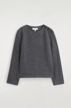 SWEATSHIRT AUS KOCHWOLLE MIT KNOPFDETAILS
