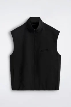 TAILORED FUNNEL-NECK WOOL GILET