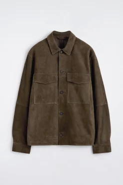 TRUCKERJACKE AUS VELOURSLEDER