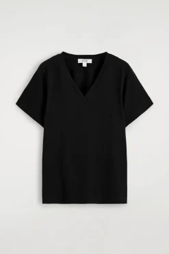 T-SHIRT AUS BAUMWOLLE MIT V-AUSSCHNITT