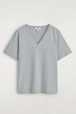 T-SHIRT AUS BAUMWOLLE MIT V-AUSSCHNITT