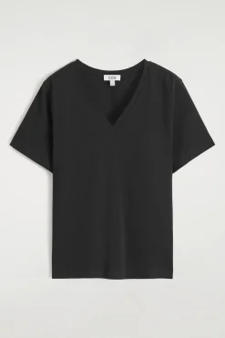 T-SHIRT AUS BAUMWOLLE MIT V-AUSSCHNITT