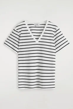 T-SHIRT AUS BAUMWOLLE MIT V-AUSSCHNITT