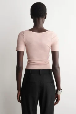 T-SHIRT AUS BAUMWOLLJERSEY MIT SATIN-VERZIERUNG