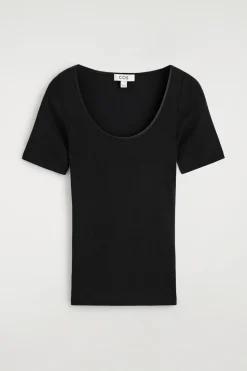 T-SHIRT AUS BAUMWOLLJERSEY MIT SATIN-VERZIERUNG