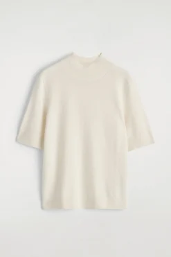 T-SHIRT AUS KASCHMIR MIT STEHKRAGEN