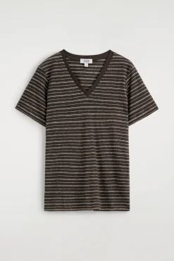 T-SHIRT AUS LEINEN MIT V-AUSSCHNITT