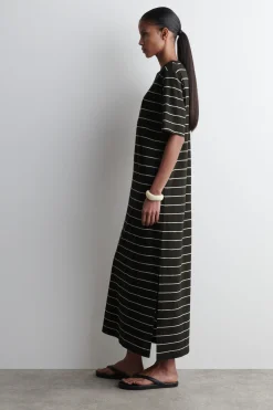 T-SHIRT-KLEID AUS BAUMWOLL-LEINEN-MIX IN MAXILÄNGE