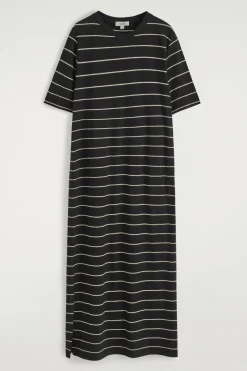 T-SHIRT-KLEID AUS BAUMWOLL-LEINEN-MIX IN MAXILÄNGE