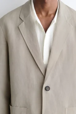 UNSTRUKTURIERTER BLAZER AUS LEINENMIX
