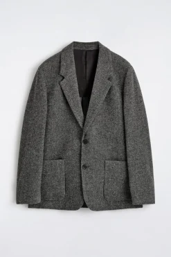 UNSTRUKTURIERTER WOLLBLAZER MIT FISCHGRÄTENMUSTER