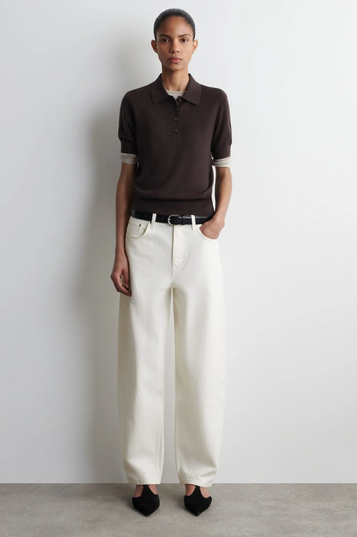 VERKÜRZTES POLOSHIRT AUS WOLL-MIX