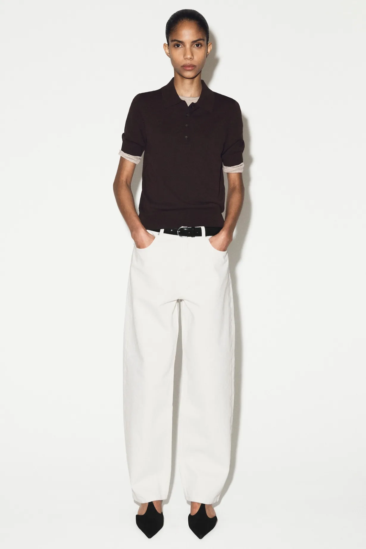 VERKÜRZTES POLOSHIRT AUS WOLL-MIX