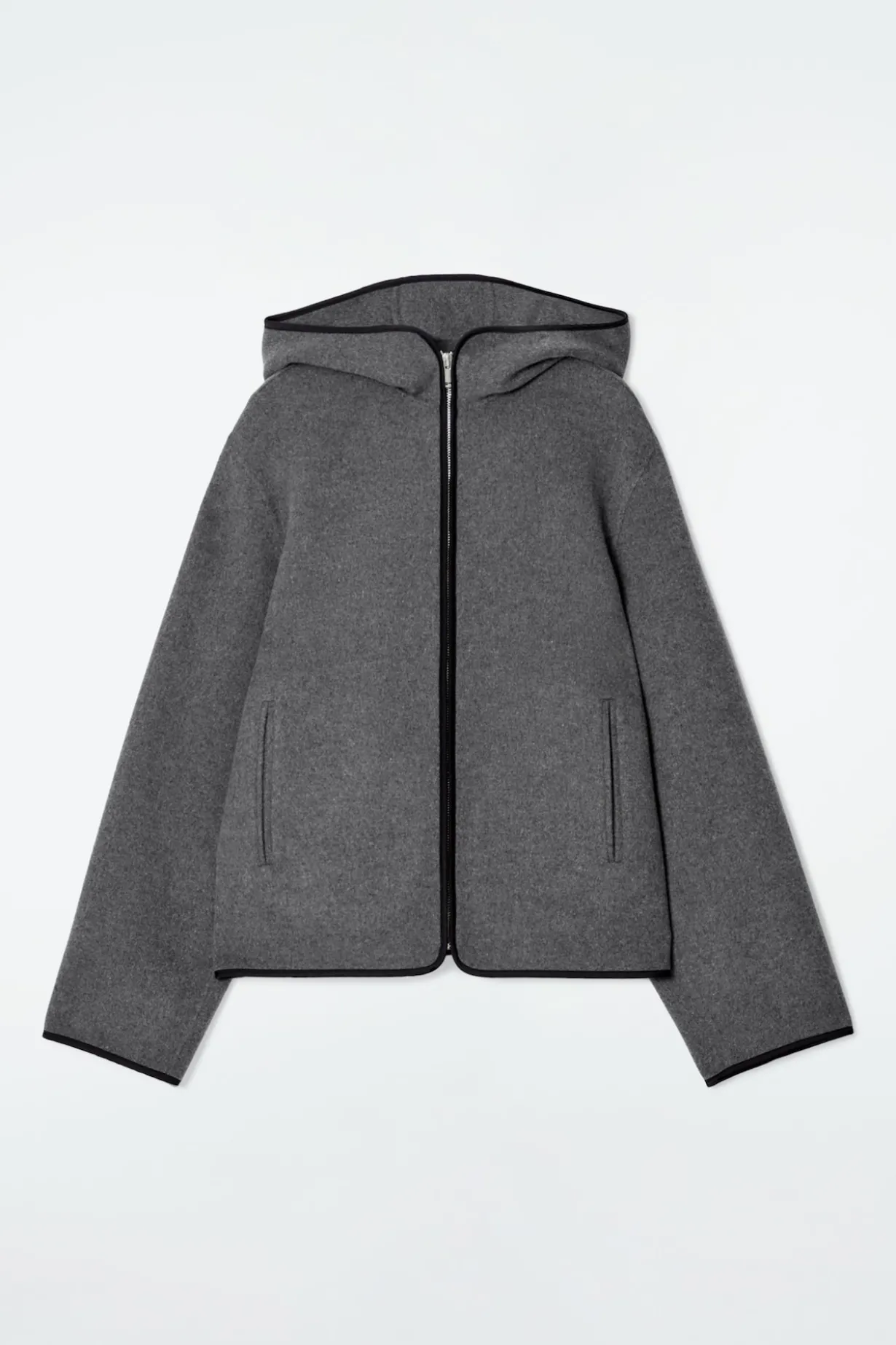 WOLLJACKE AUS DOUBLEFACE-MATERIAL MIT KAPUZE