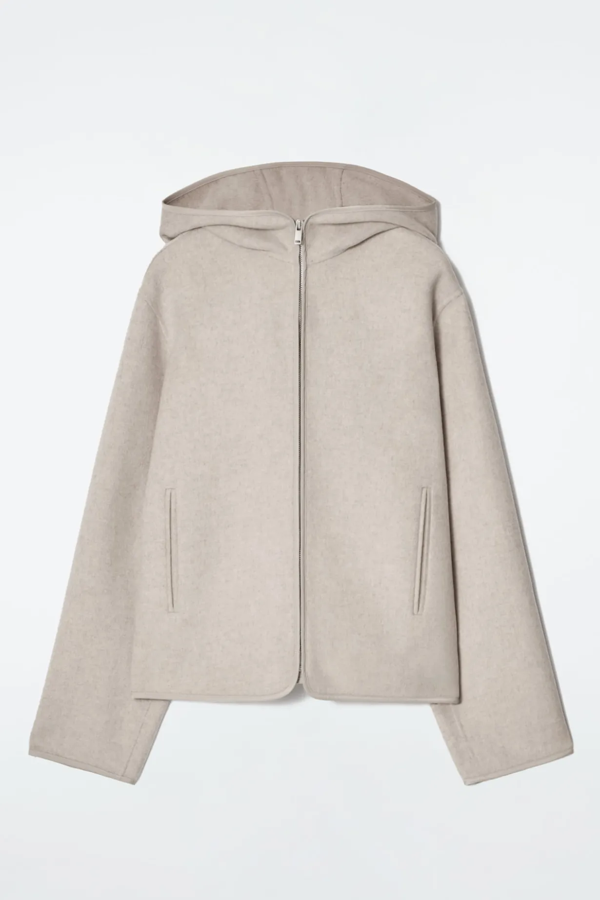 WOLLJACKE AUS DOUBLEFACE-MATERIAL MIT KAPUZE