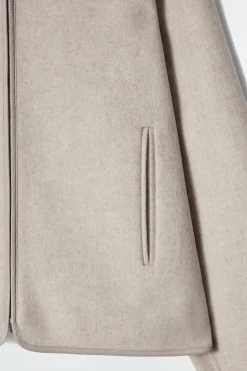 WOLLJACKE AUS DOUBLEFACE-MATERIAL MIT KAPUZE